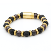 Men’s Grounding Strength Bracelet: Lava Stone & Almandine Garnet with Gold